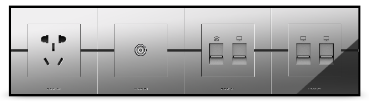 5-hole Socket + Cable TV + LAN + Dual LAN smart combination